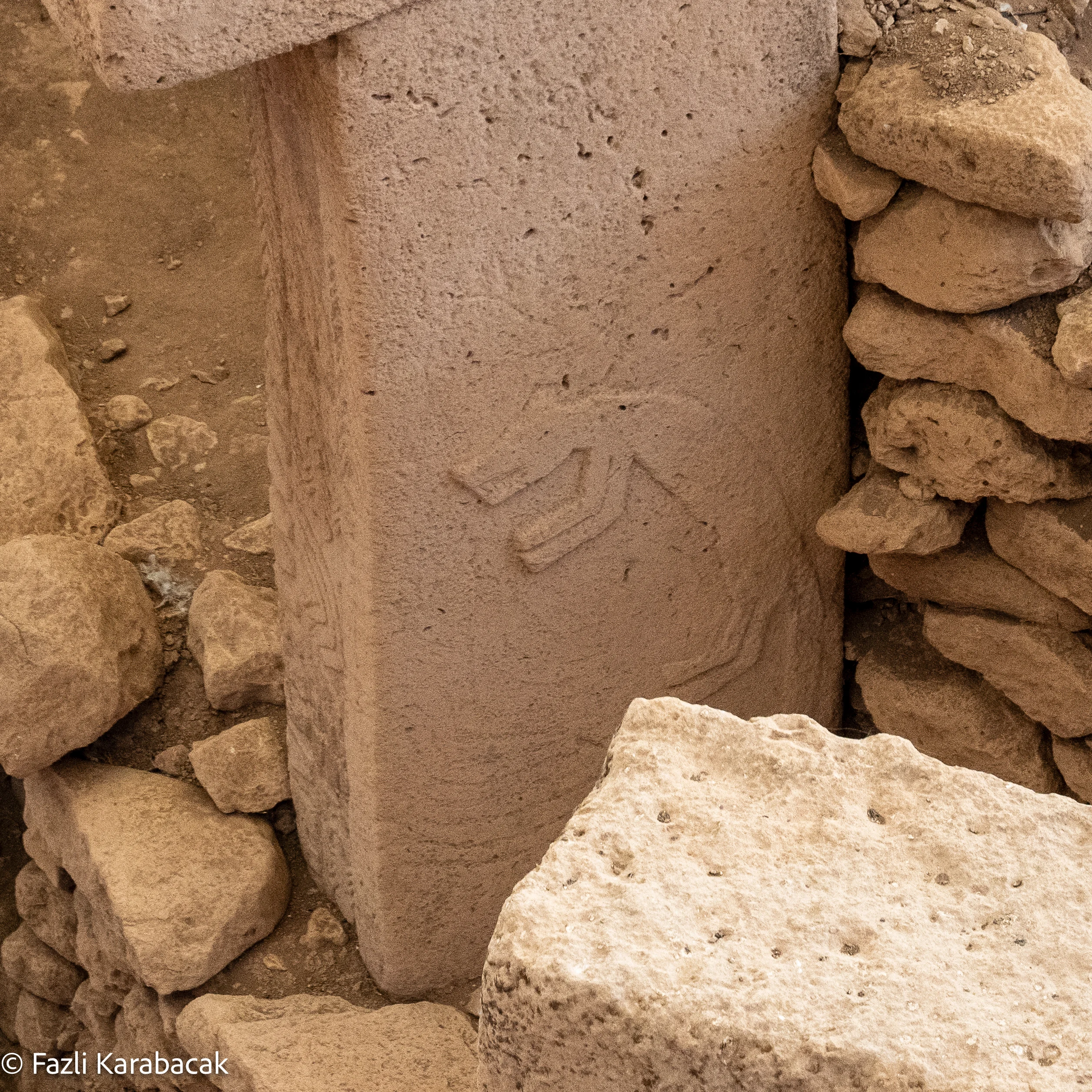 Fox relief carving on a pillar