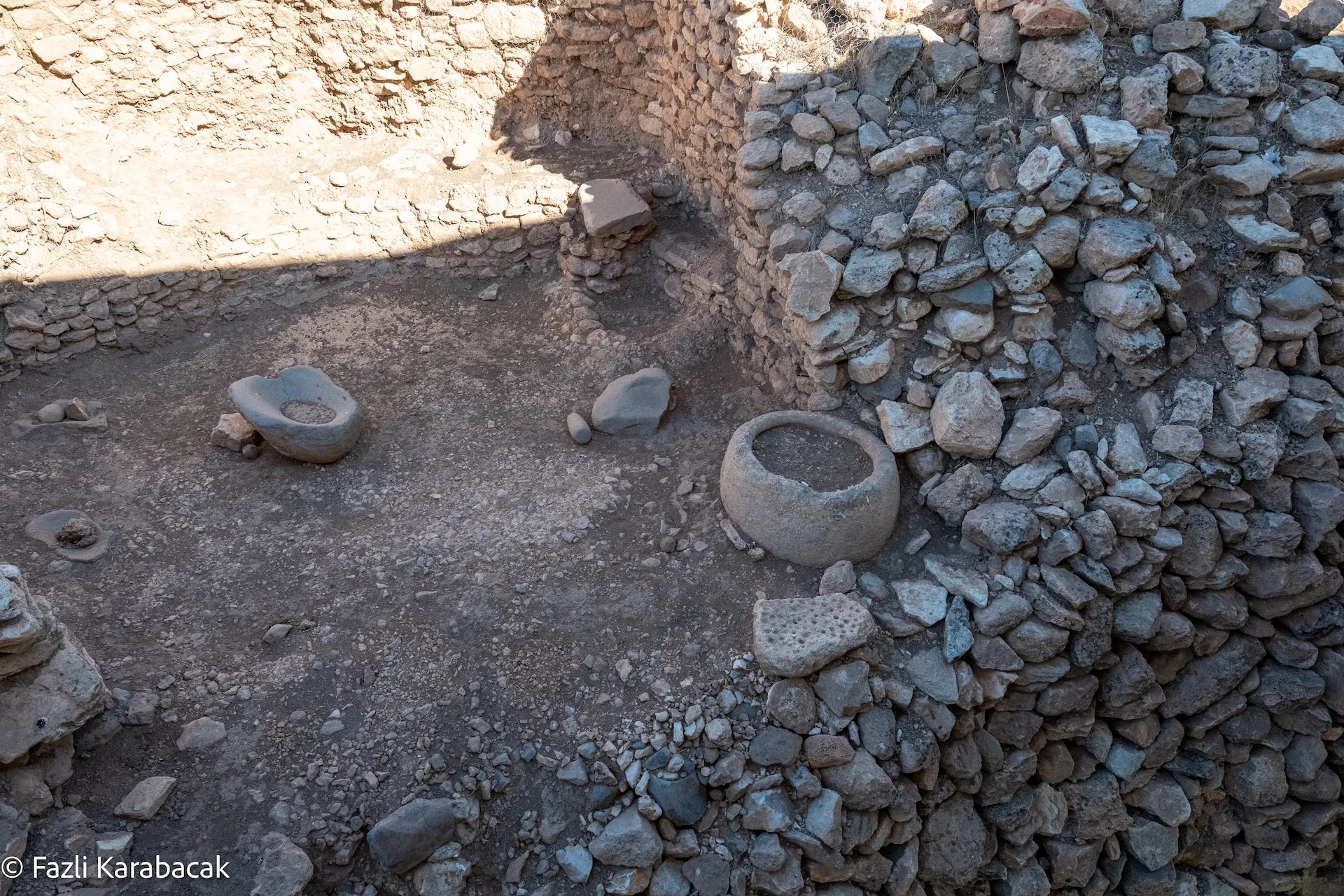 Basalt grinding stones from Göbekli Tepe used to process wild cereals before the invention of agriculture